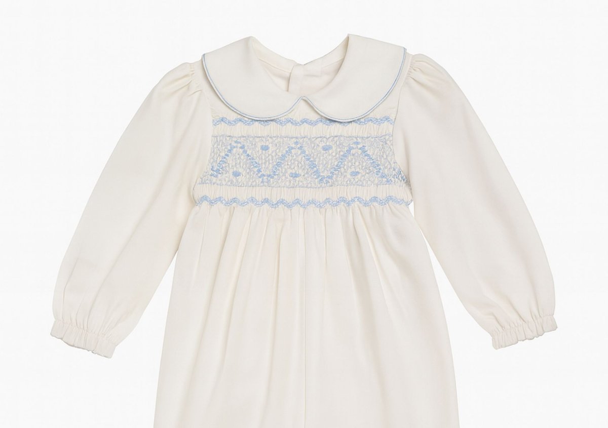 Enteritos Babucha punto smock bordado rococo manga larga