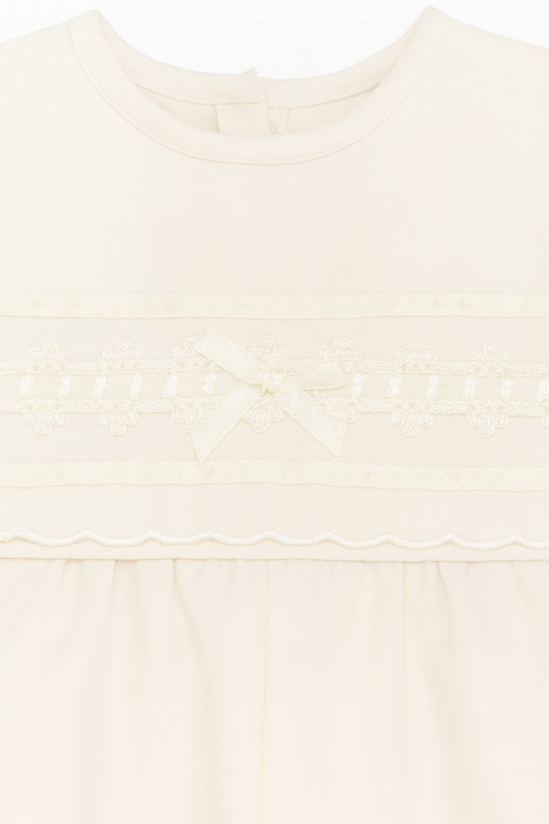 Enteritos Babucha tela mecanica cuello bordado Manga larga