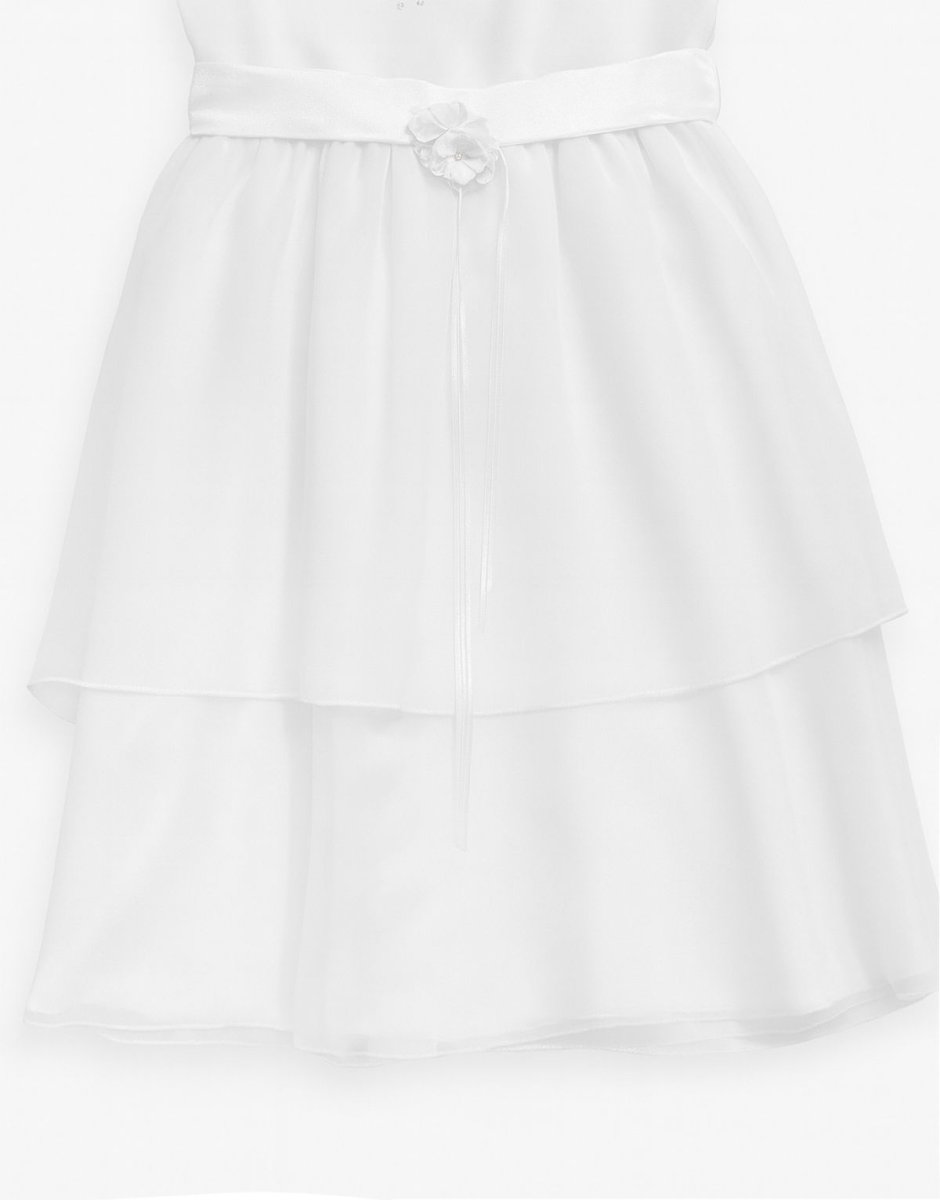 VESTIDO COMUNION CON PERLAS Y DOBLE VOLADO