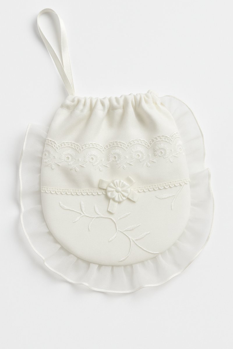 Limosnera Con Volado de Gasa y Aplique Flor