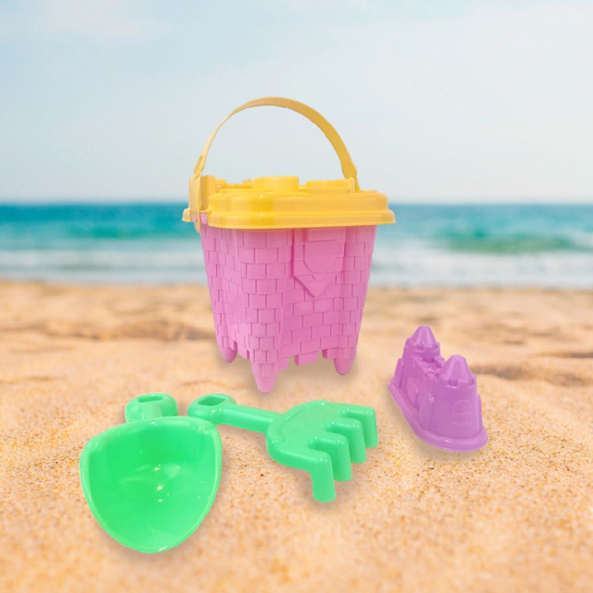 Juegos de Playa Lest Play - Balde Castillo + Palita + Rastrillo + Molde Castillo
