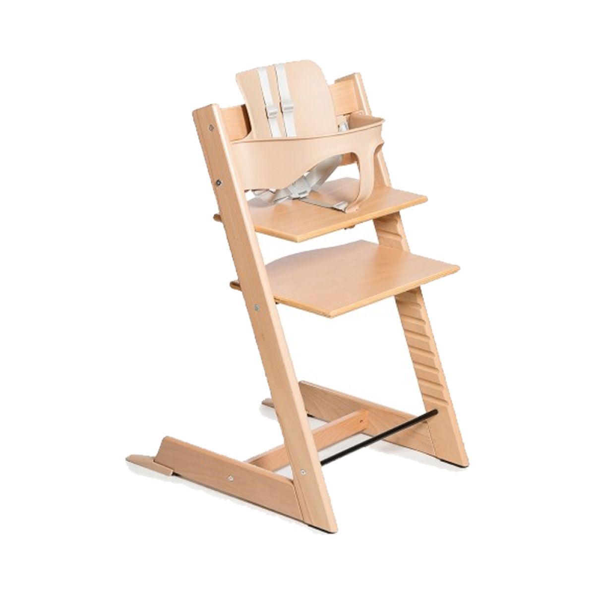 Silla Evolution - Silla de Comer de Madera Evolutiva con Bandeja, Respaldo, Set Bebé y Cinturón de 5 Puntos - NATURAL