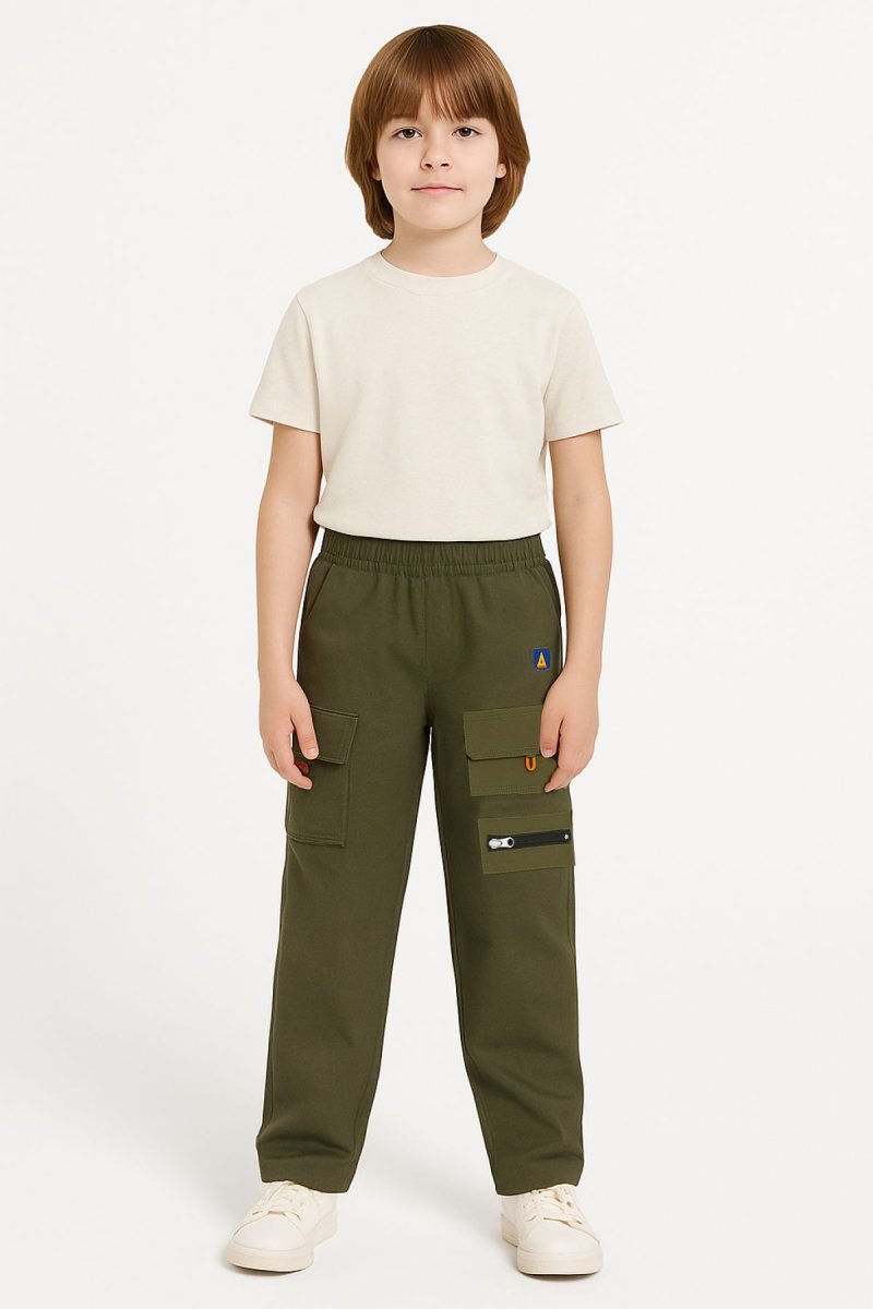 Pantalón De Gabardina Con Cintura Elaztizada Cargo Recto