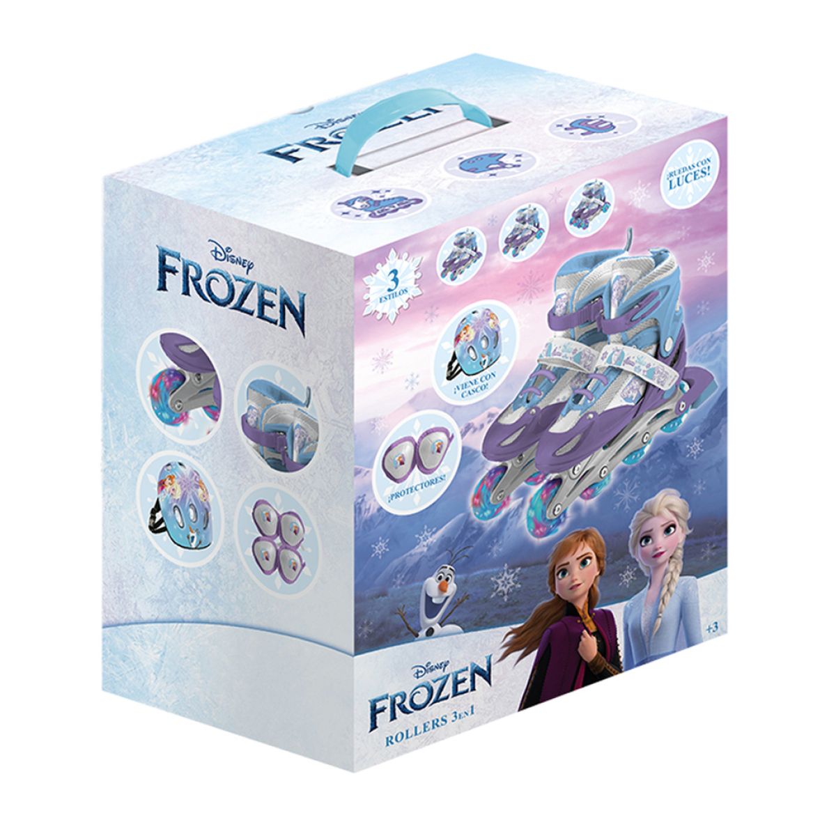 Rollers Frozen 3 En 1 Con Ruedas Intercambiables Y Luces + Kit De Proteccion