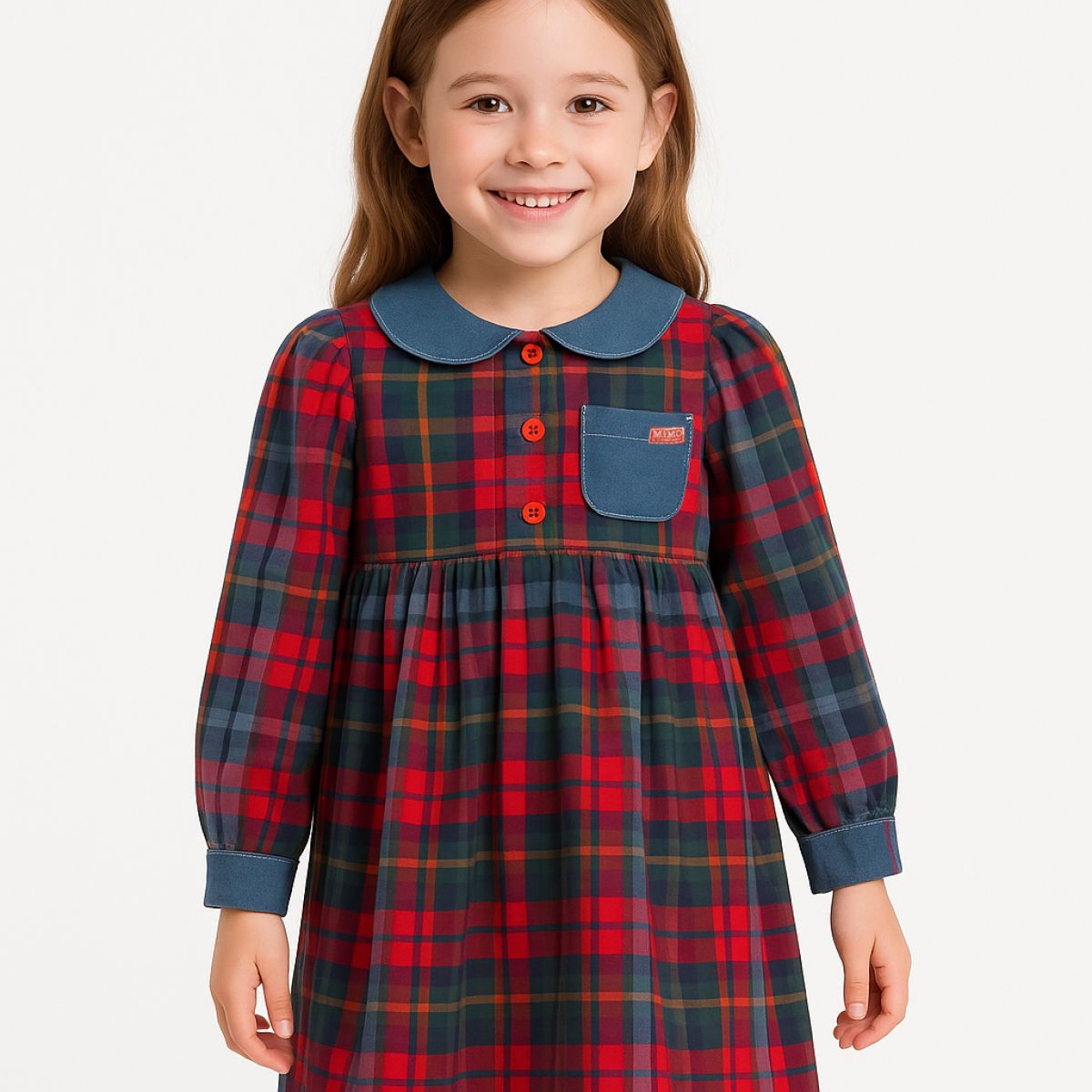 Vestido Viyela Con Cuello Baby