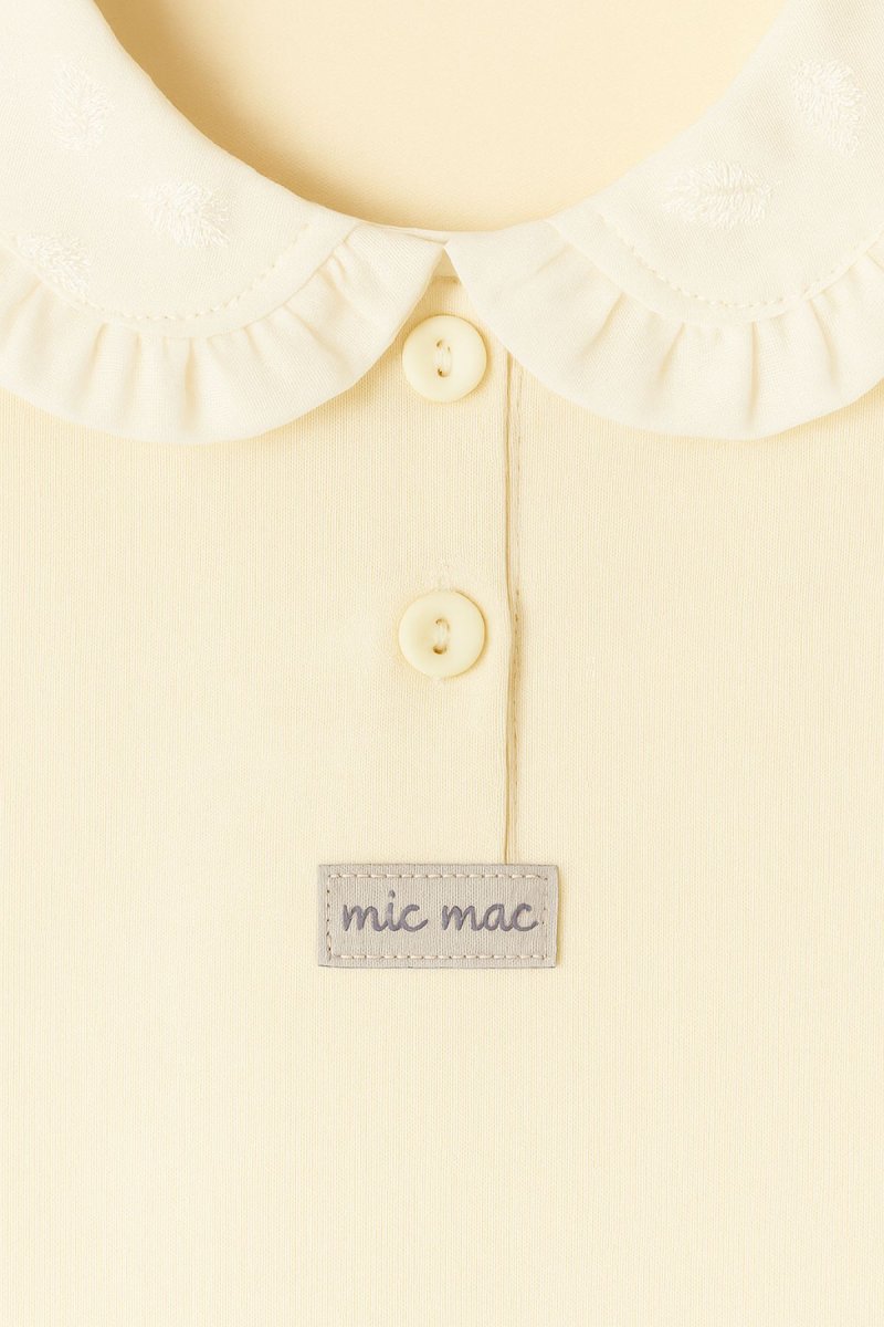 Body De Algodon Pañalero Manga Corta Cuello con Broderie