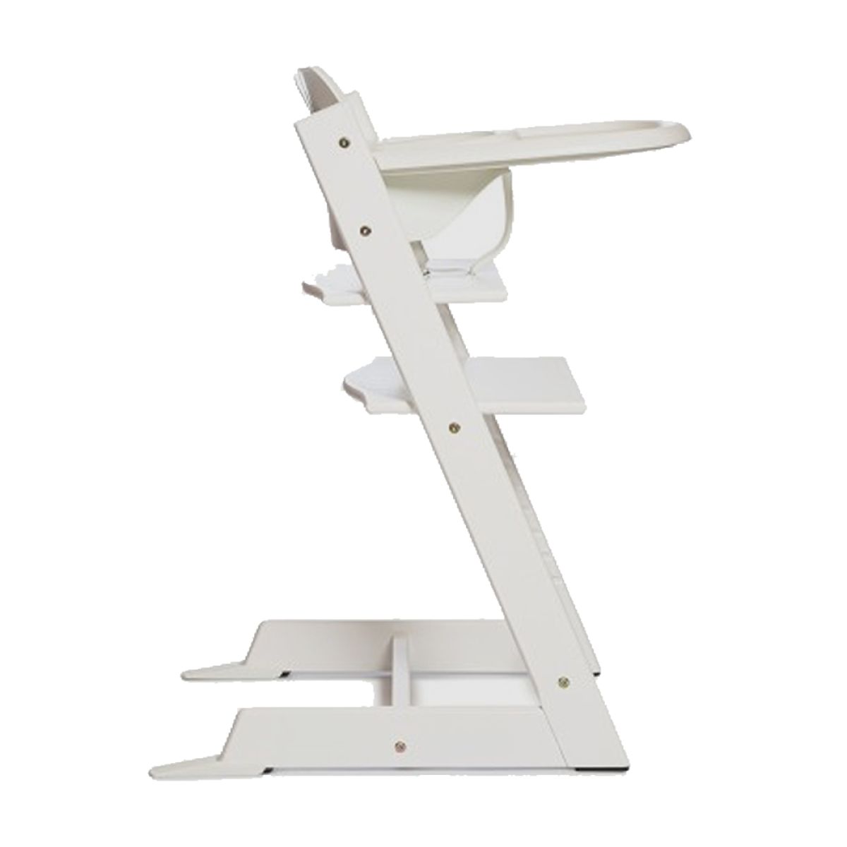 Silla Evolution - Silla de Comer de Madera Evolutiva con Bandeja, Respaldo, Set Bebé y Cinturón de 5 Puntos - BLANCA