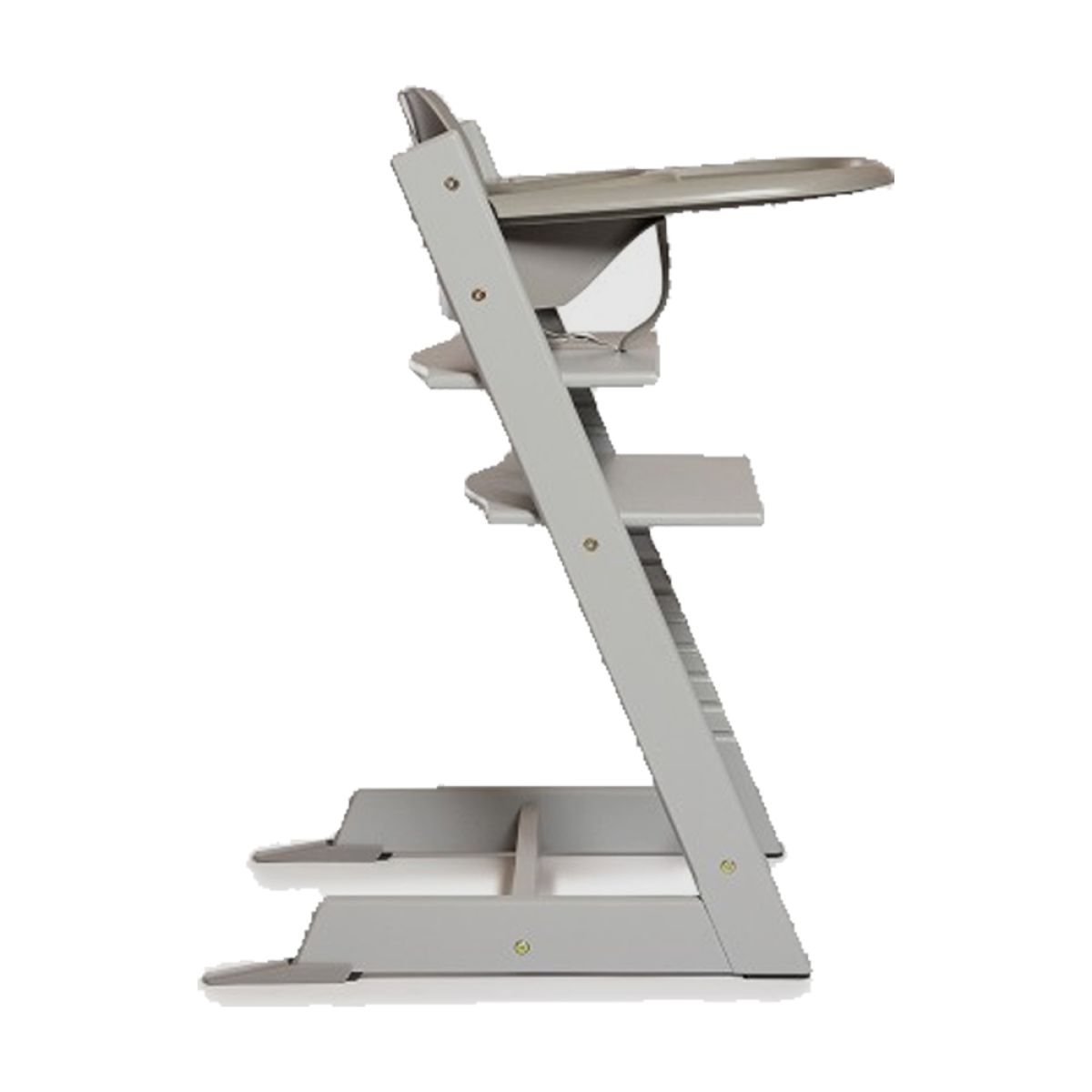 Silla Evolution - Silla de Comer de Madera Evolutiva con Bandeja, Respaldo, Set Bebé y Cinturón de 5 Puntos - GRIS