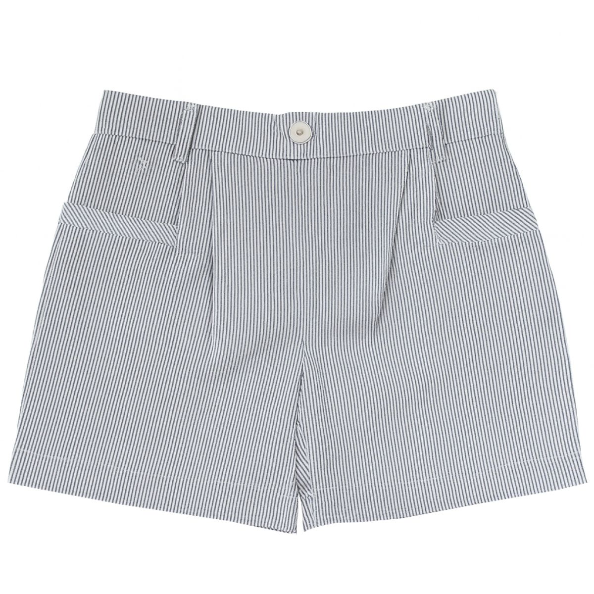 Conjunto Bautismo Short Rayado y Camisa Manga Corta