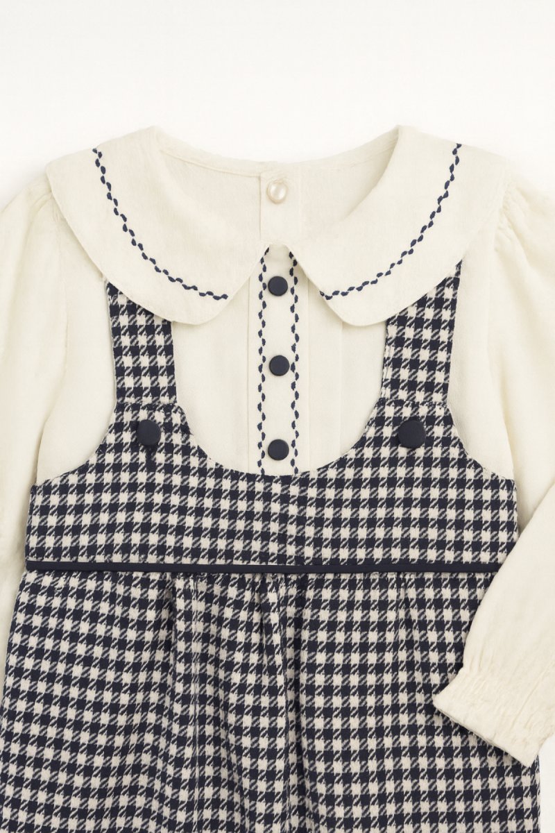 Conjunto Jardinero Pantalon Sarga Pied De Poul y Camisa Viyela