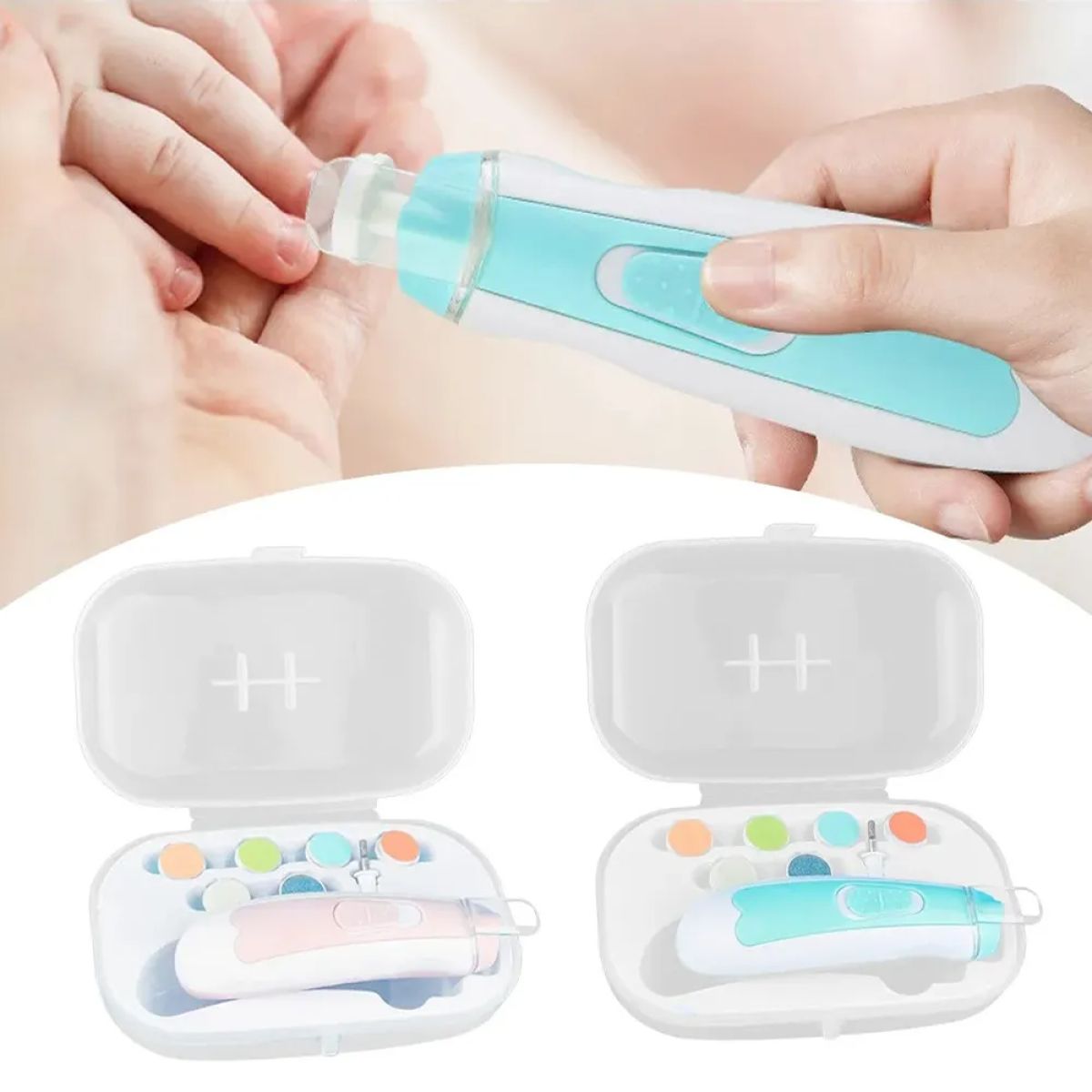Cortauñas Electrico Lima Electrica Para Bebe Con 5 Cabezales Luz Y Estuche - Corta Uñas