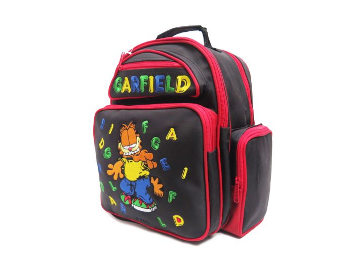 mochila de Espalda garfield con dibujo y letras bordada colores vivos