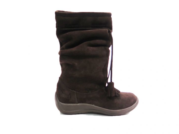 Bota Gamuza Arrugada Con Fleco