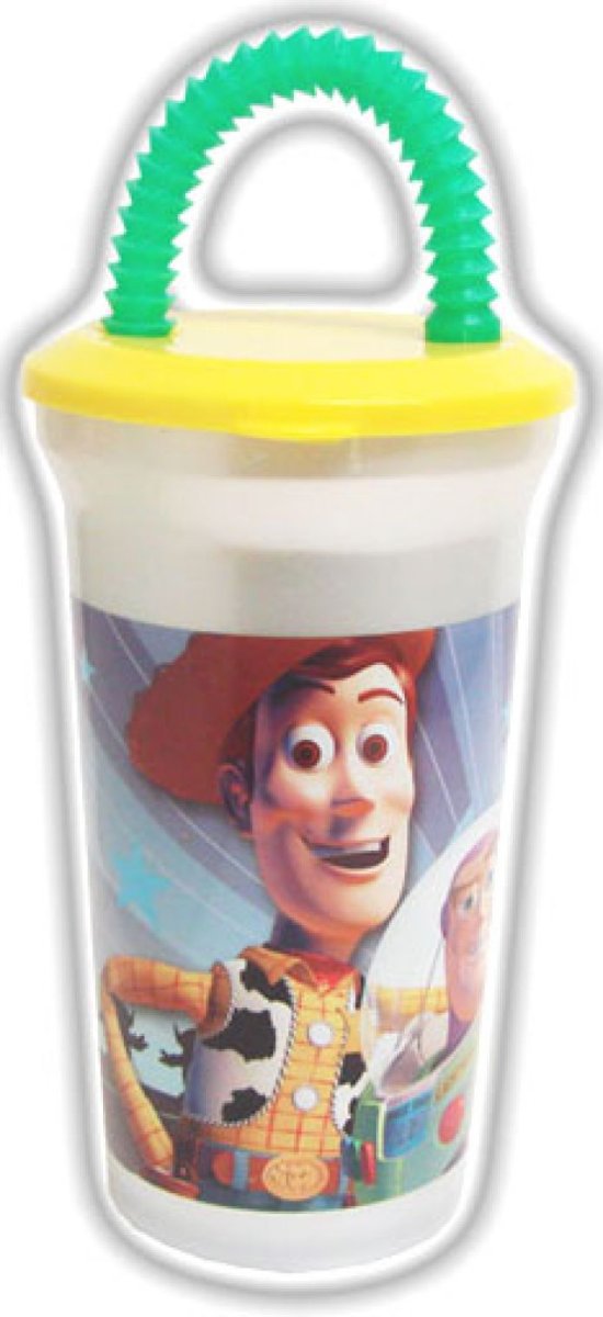 Vaso Sport con Sorbete (Pajita) flexible con tapa estampado Perlado transparente o Glitter personaje Doctora Juguetes Cars Toy Story Monster High Hello Kitty Princesas Barbie Spider Man  Mickey