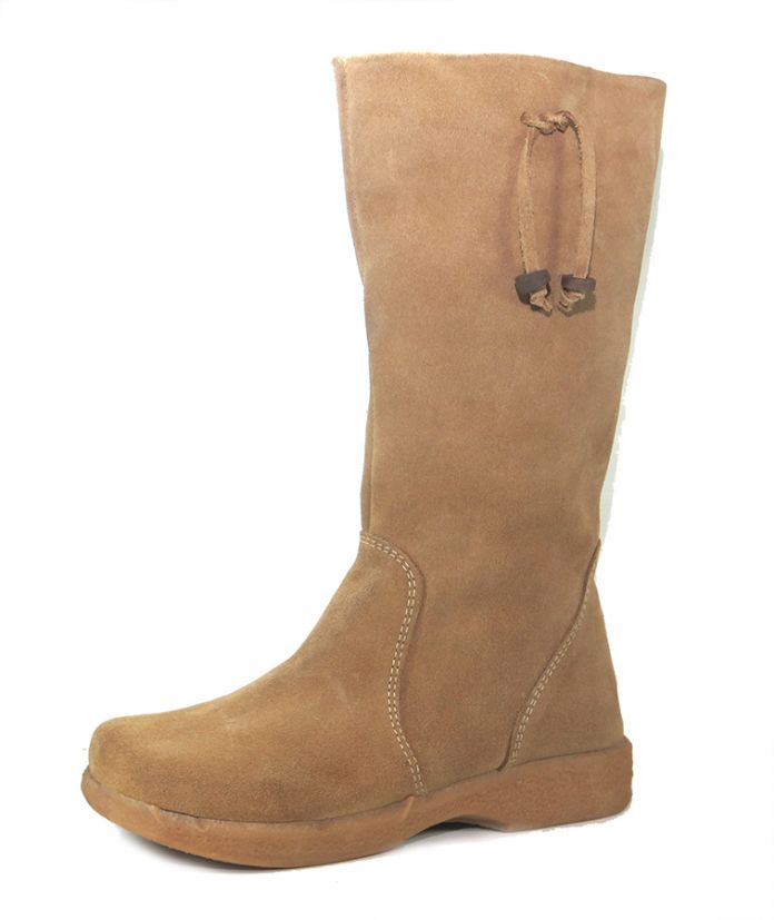 Bota Alta Gamuza Con Flecos