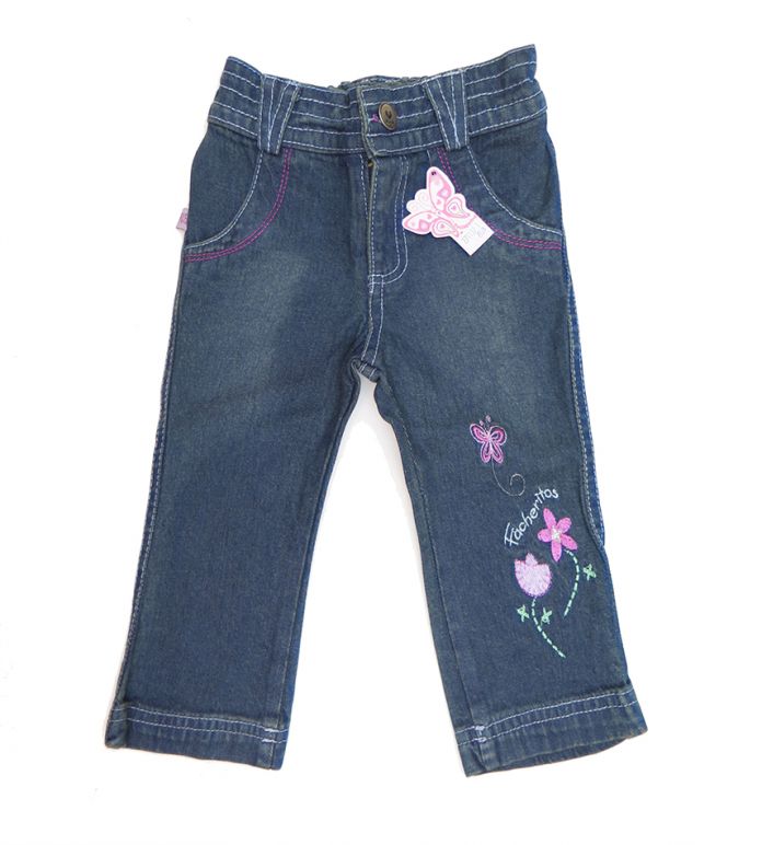 Pantalon de Jean Mariposa y Flores Estampadas