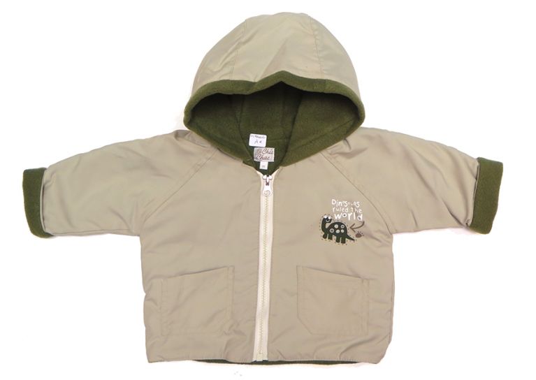 Campera Interior en Polar Con Capucha Estampado en Espalda de Dinosaurios