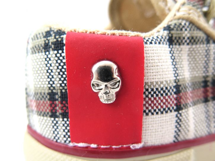 Zapatillas de Lona Con Cordon Escoces Con Aplique de Calavera