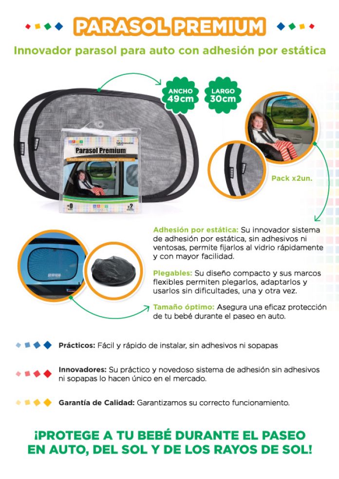 PARASOL PREMIUM - x 2 unidades (se adhiere por estatica) - Para Automovil