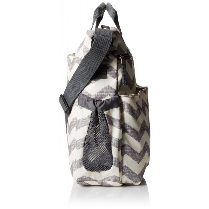 Bolso Maternal tipo Cartera Con Cambiador "Duo Chevron" Con Manijas, Tira ajustable y Tiras Para Cochecito