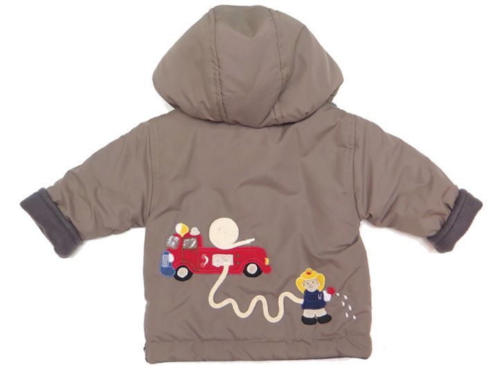 Campera de Microfibra Bordada con Aplique de Bomberos con Camion en la Espalda