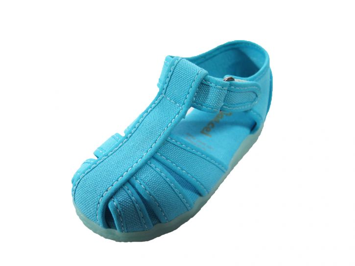 Zapatilla Sandalia de Lona Lisa con Velcro
