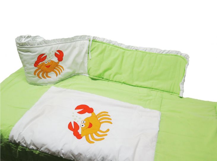 Acolchado Cuna Funcional con Chichonera Bordado de Cangrejo