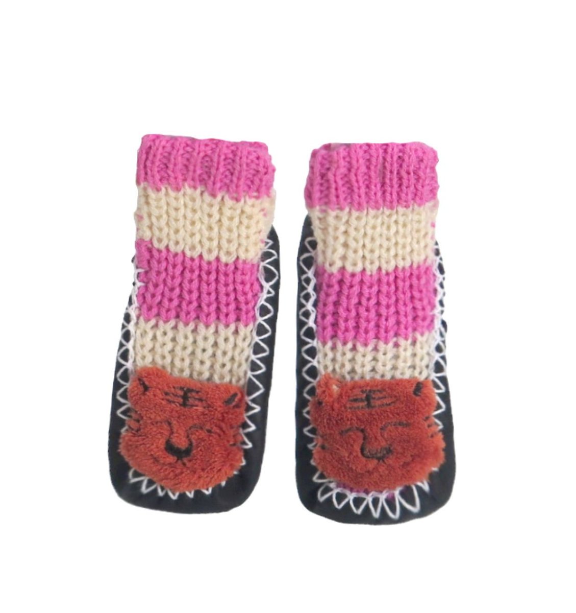 Botita Medias antideslizante tejidas para bebe con aplique Lana