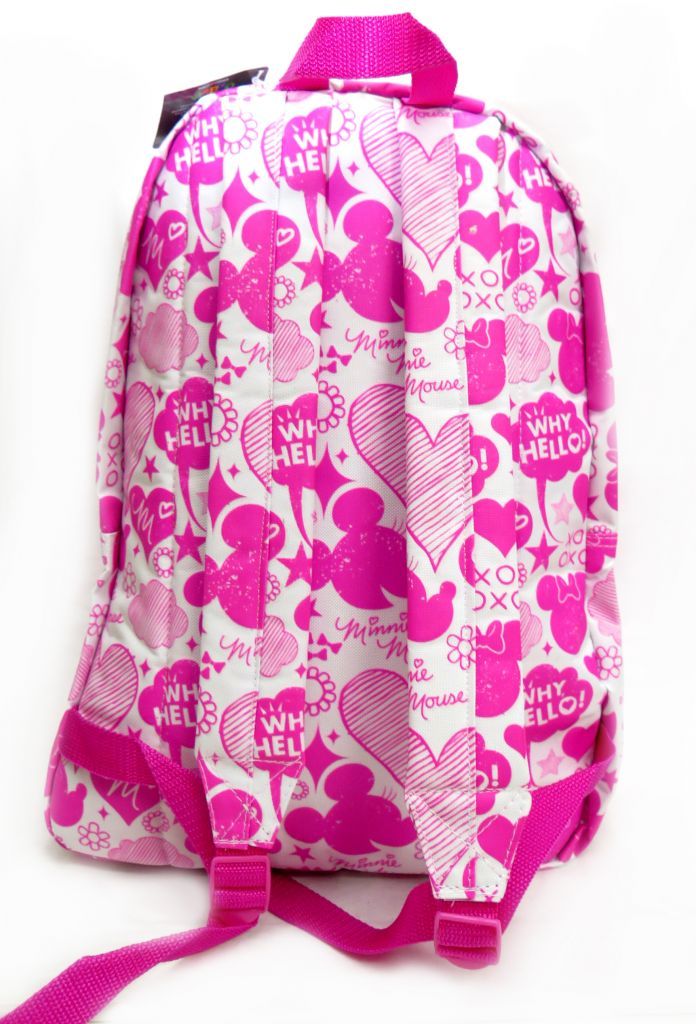 Mochilas grande 17 pulgadas Minnie roja y fucsia o blanca y rosa espalda dice its all about minnie