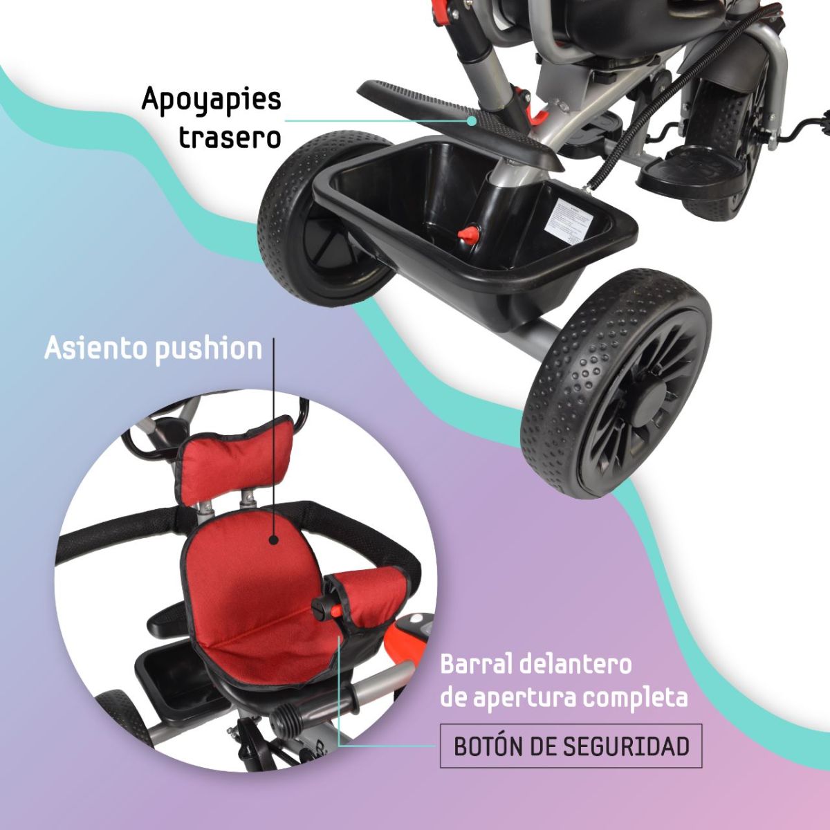 Triciclo Con Asiento Giratorio 360° Manija Direccional Con Luces Y Sonido