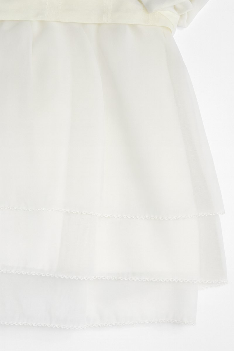 Vestido bautismo de gasa y pechera con razo y perlas Manga corta