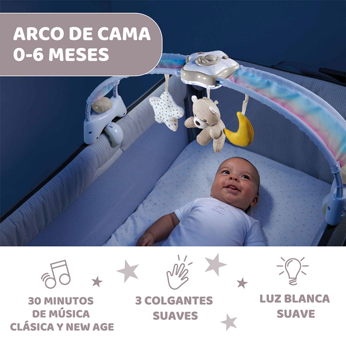 Arco Para La Cuna 2 En 1 Con Luz Y Melodias - Rainbow Sky