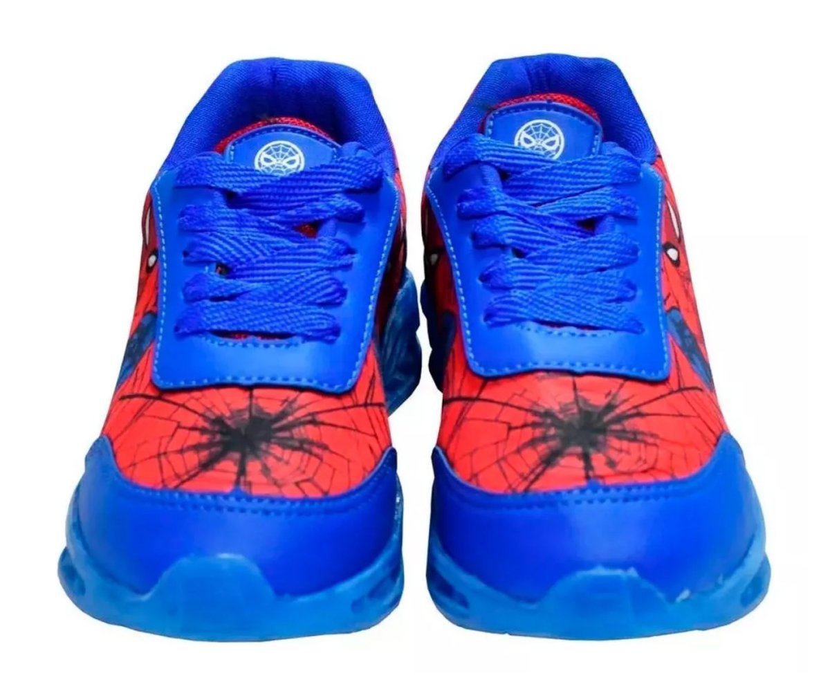 Zapatilla Spiderman Hombre Araña Cordon Con Luz Led