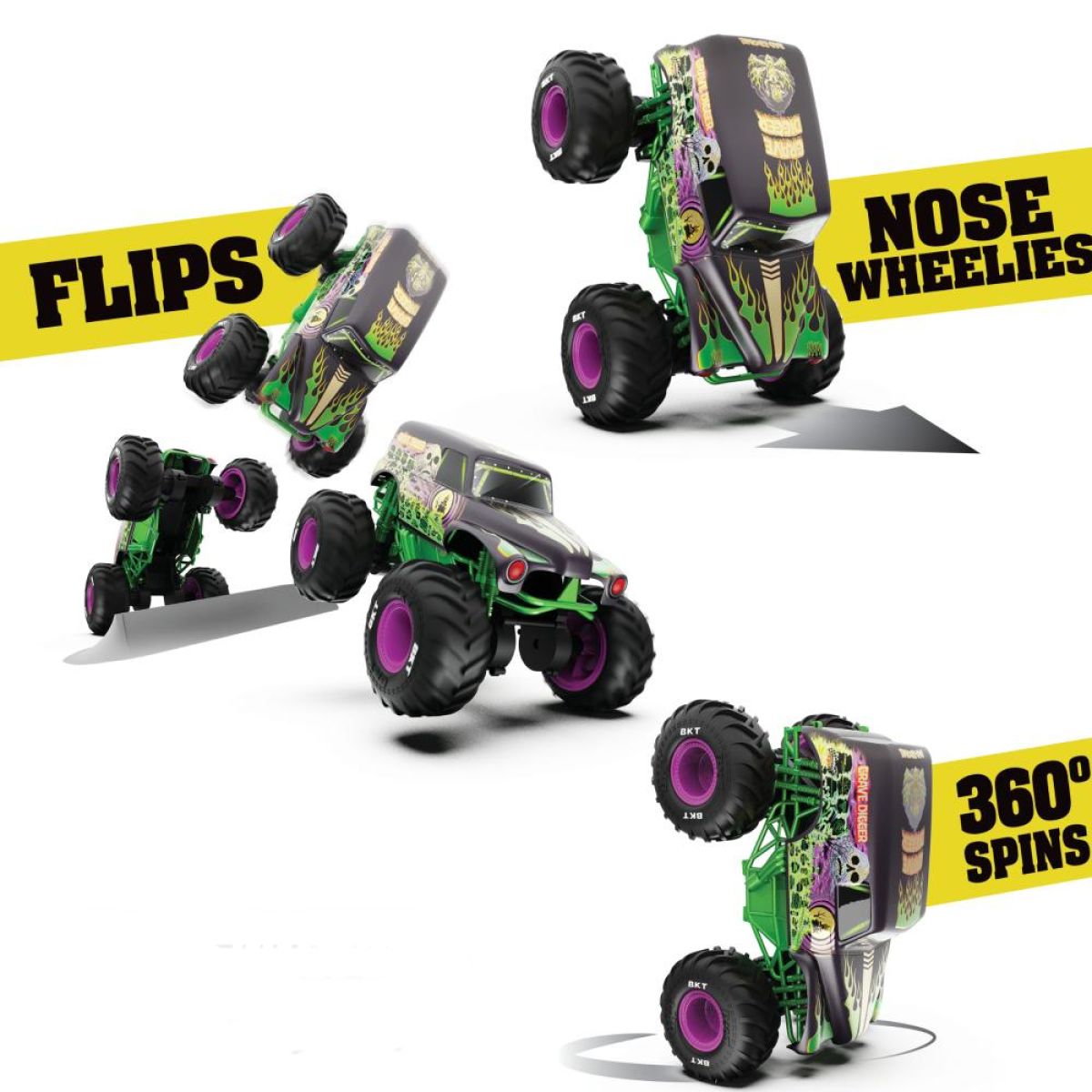 Monster Jam - Vehiculo Monster Truck Freestyle Force Grave Digger A Radio Control Escala 1:15