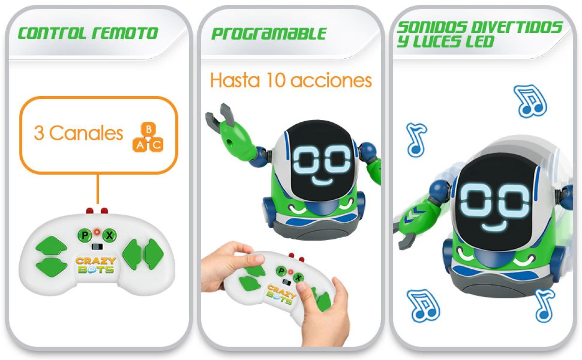 Mini Robot Rock - Xtrem Bots - Crazy Bots - Radio Control, Luz Y Sonido