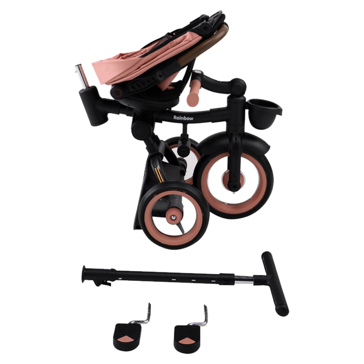 Triciclo Infantil Aurelio Plegable Reclinable Y Giratorio Con Capota Y Barra Direccional