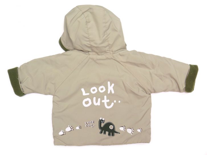 Campera Interior en Polar Con Capucha Estampado en Espalda de Dinosaurios