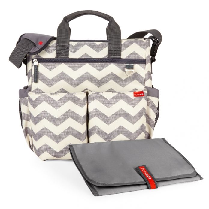 Bolso Maternal tipo Cartera Con Cambiador "Duo Chevron" Con Manijas, Tira ajustable y Tiras Para Cochecito