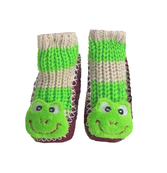 Botita Medias antideslizante tejidas para bebe con aplique Lana