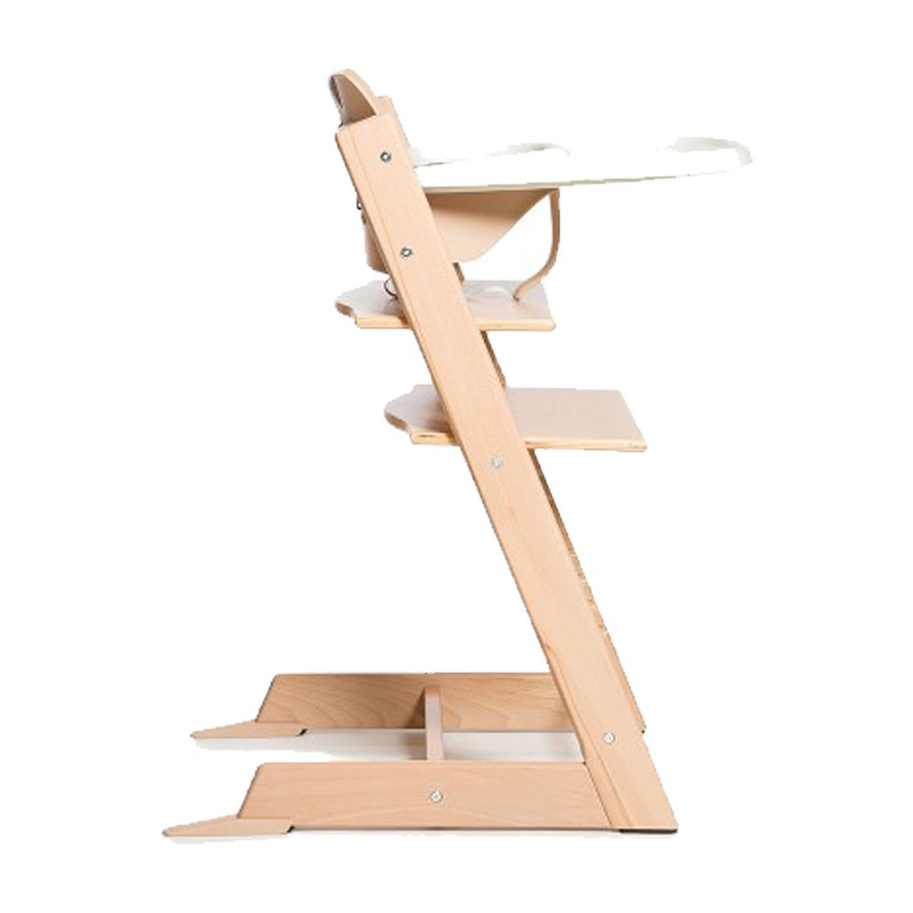 Silla Evolution - Silla de Comer de Madera Evolutiva con Bandeja, Respaldo, Set Bebé y Cinturón de 5 Puntos - NATURAL