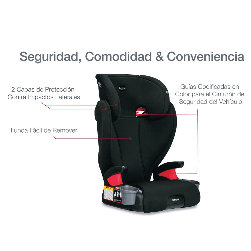 Skyline Backless Booster Asiento Infantil Con Respaldo Desmontable Latch