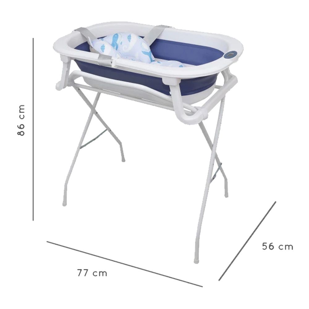 Catre de baño con bañera plegable soporte para bebe y termometro digital