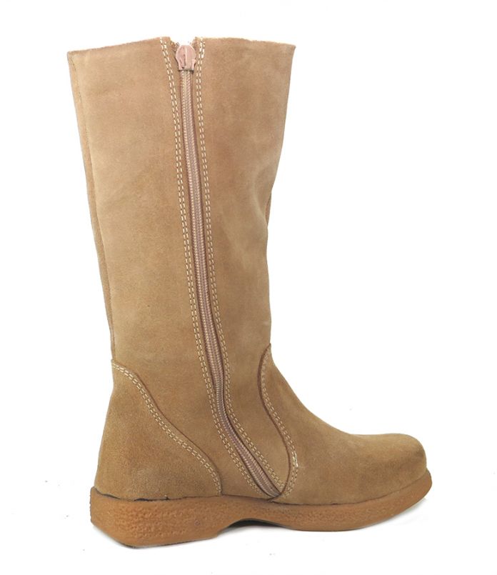 Bota Alta Gamuza Con Flecos