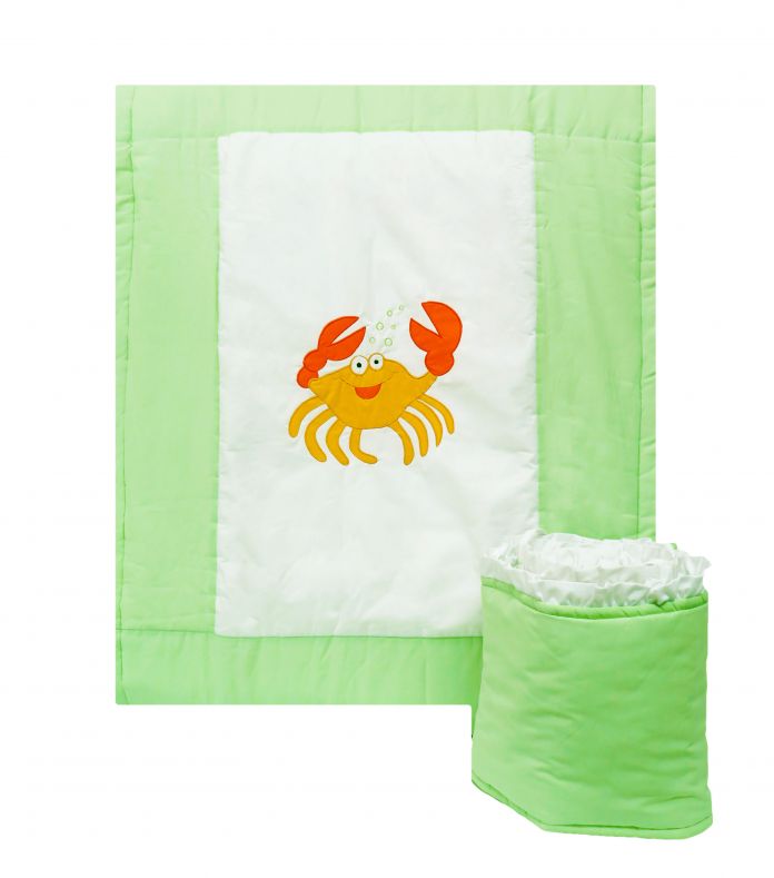 Acolchado Cuna Funcional con Chichonera Bordado de Cangrejo