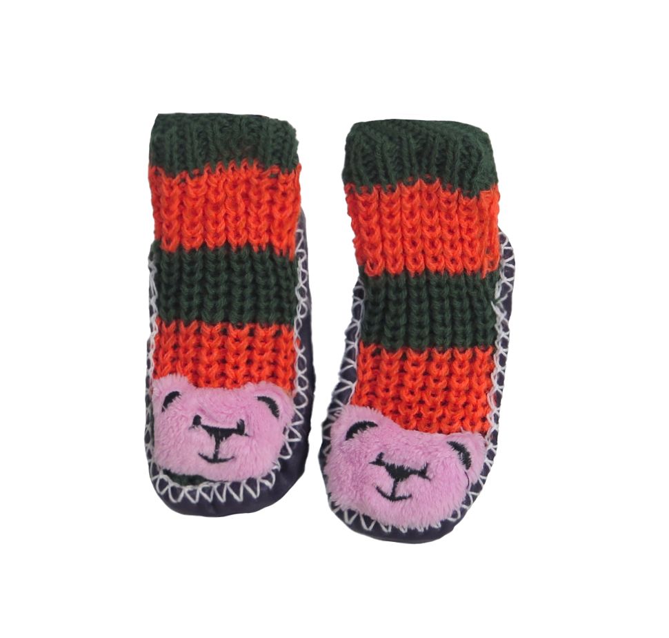 Botita Medias antideslizante tejidas para bebe con aplique Lana