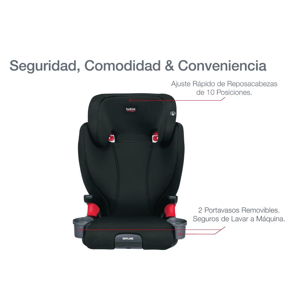 Skyline Backless Booster Asiento Infantil Con Respaldo Desmontable Latch