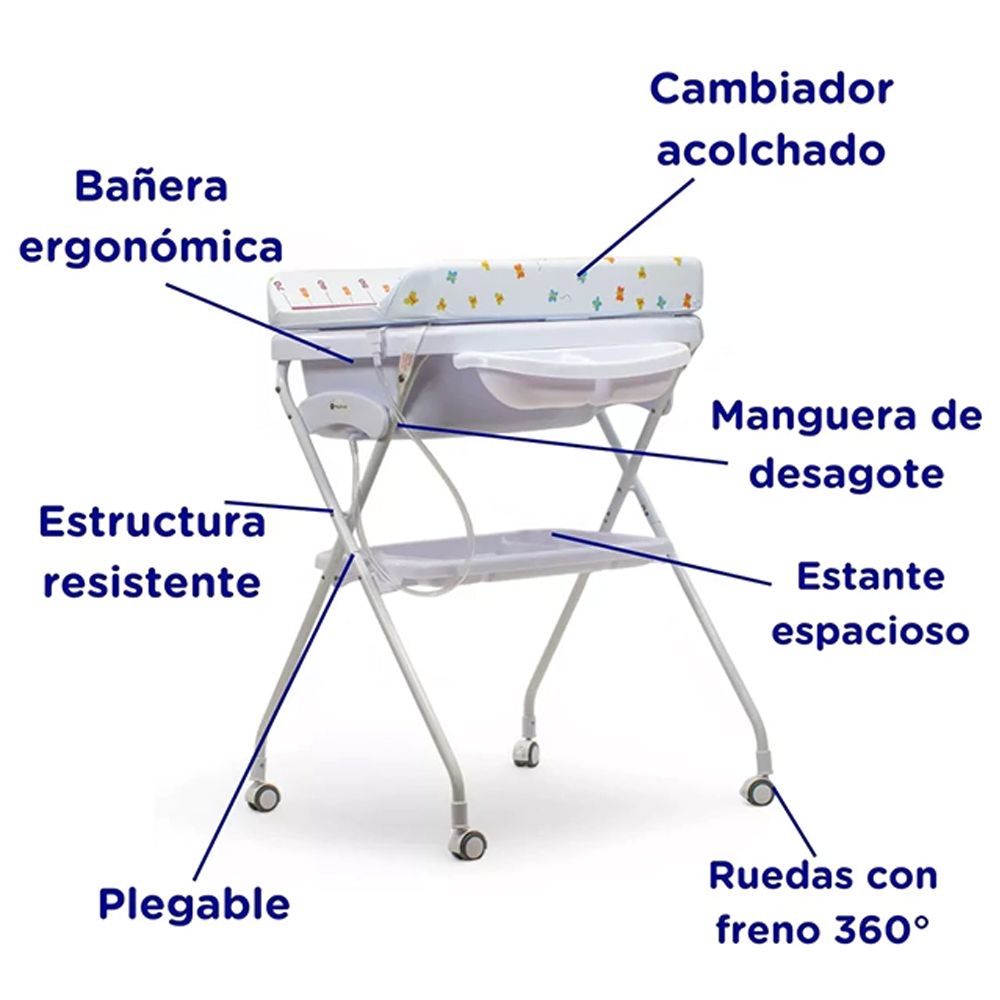 Catre De Baño Plegable Con Cambiador