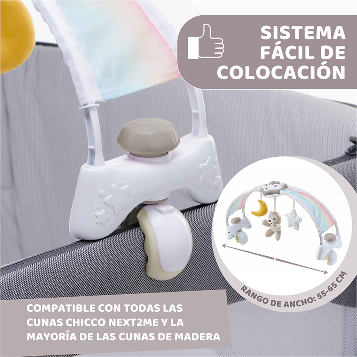 Arco Para La Cuna 2 En 1 Con Luz Y Melodias - Rainbow Sky