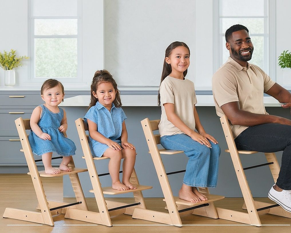 Silla Evolution - Silla de Comer de Madera Evolutiva con Bandeja, Respaldo, Set Bebé y Cinturón de 5 Puntos - NATURAL