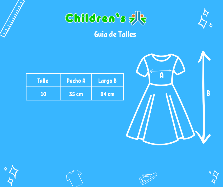 Guia de talles Vestido de comunion con botones en pechera